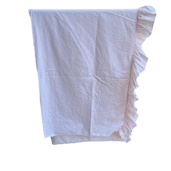 Laura Ashley Burlington Flat Sheet & 2 Shams Ruffle Pink Stripe Twin Vintage - Picture 1 of 13